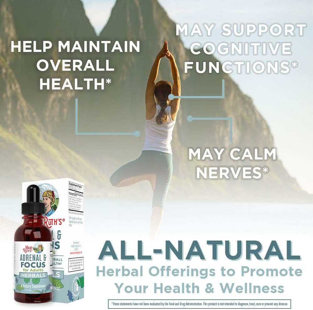 Maryruth Organics Nootropic Focus Supplement for Adults | USDA Organic | Ginkgo Biloba & Astragalus | Focus & Adrenal Support | Brain and Memory Drops | Vegan | Non-Gmo | Gluten Free | 30 Servings - Supply Center USA