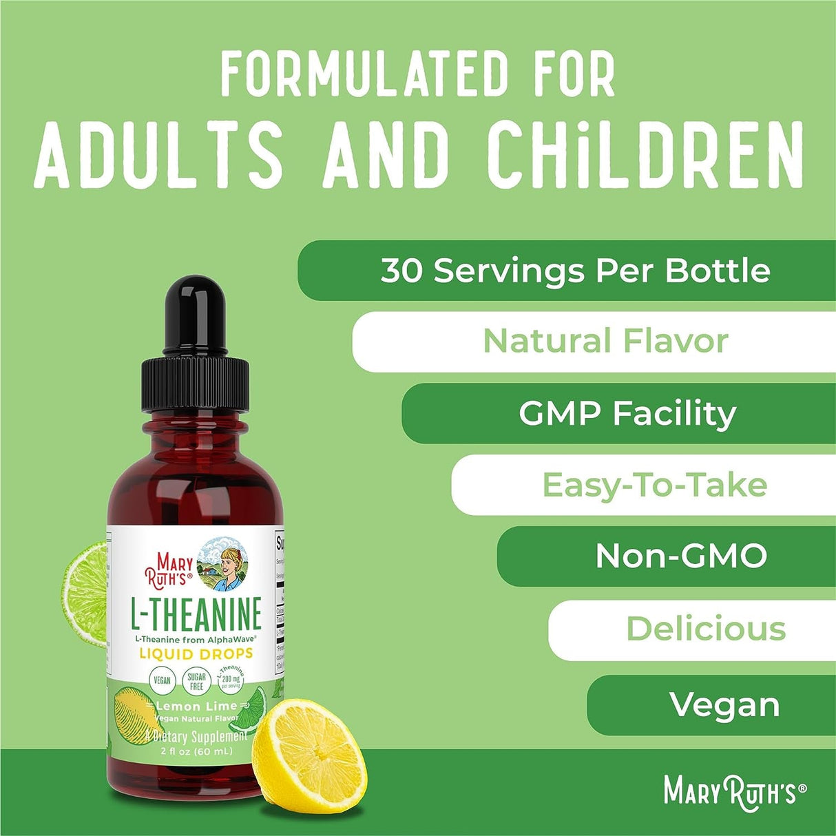 Maryruth'S L Theanine 200Mg Liquid Drops | Mood Support for Adults & Kids | Focus Supplement | Natural Sleep Support | Relaxation | Amino Acid | Vegan | Non-Gmo | Gluten Free | 30 Servings - Supply Center USA