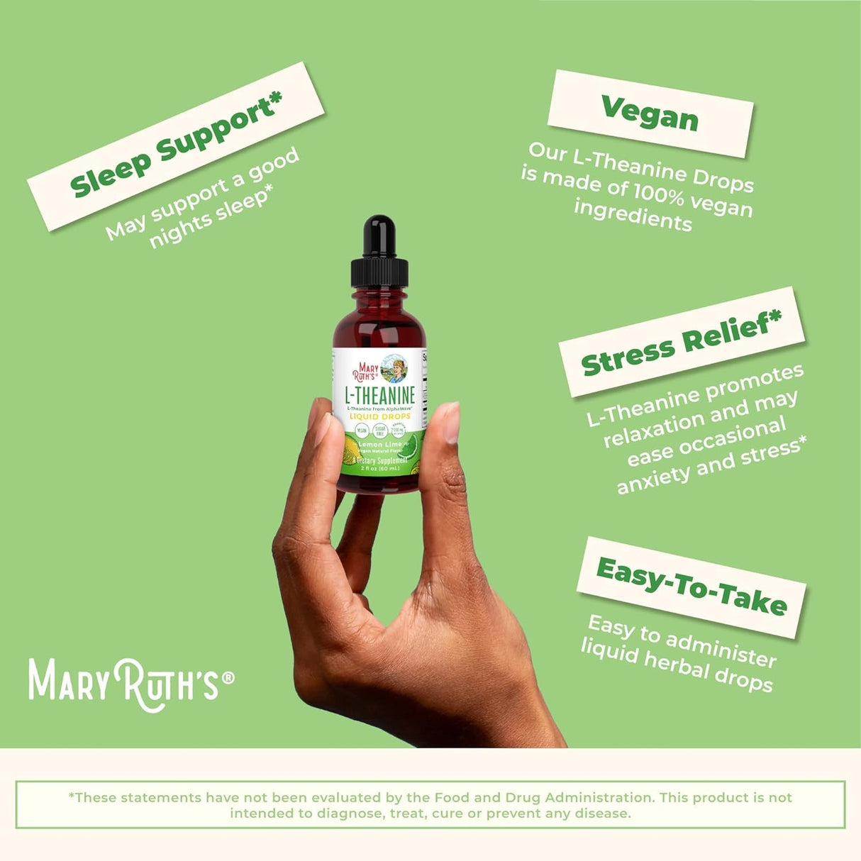 Maryruth'S L Theanine 200Mg Liquid Drops | Mood Support for Adults & Kids | Focus Supplement | Natural Sleep Support | Relaxation | Amino Acid | Vegan | Non-Gmo | Gluten Free | 30 Servings - Supply Center USA