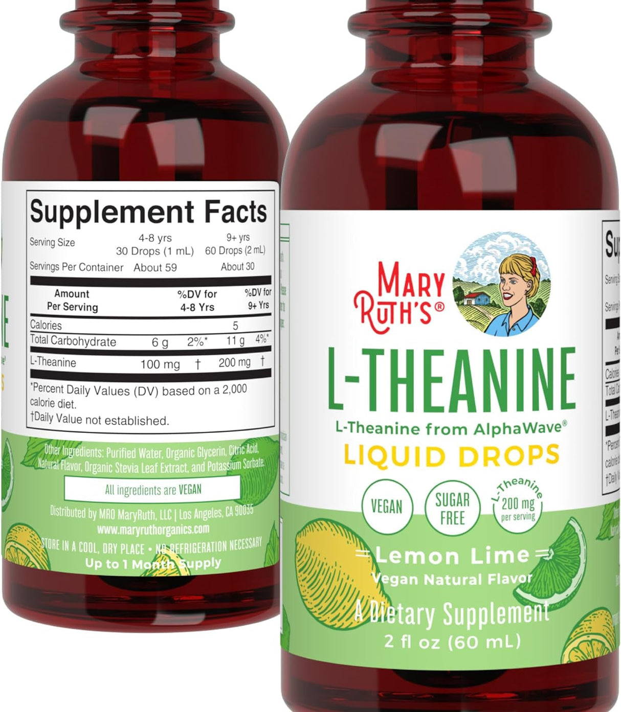 Maryruth'S L Theanine 200Mg Liquid Drops | Mood Support for Adults & Kids | Focus Supplement | Natural Sleep Support | Relaxation | Amino Acid | Vegan | Non-Gmo | Gluten Free | 30 Servings - Supply Center USA