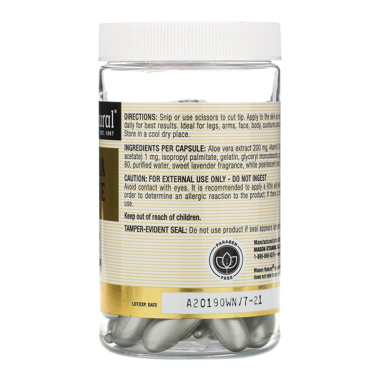 Mason Natural, Aloe Vera & Vitamin E Body Cream, 60 Snip-Off Capsules - Supply Center USA