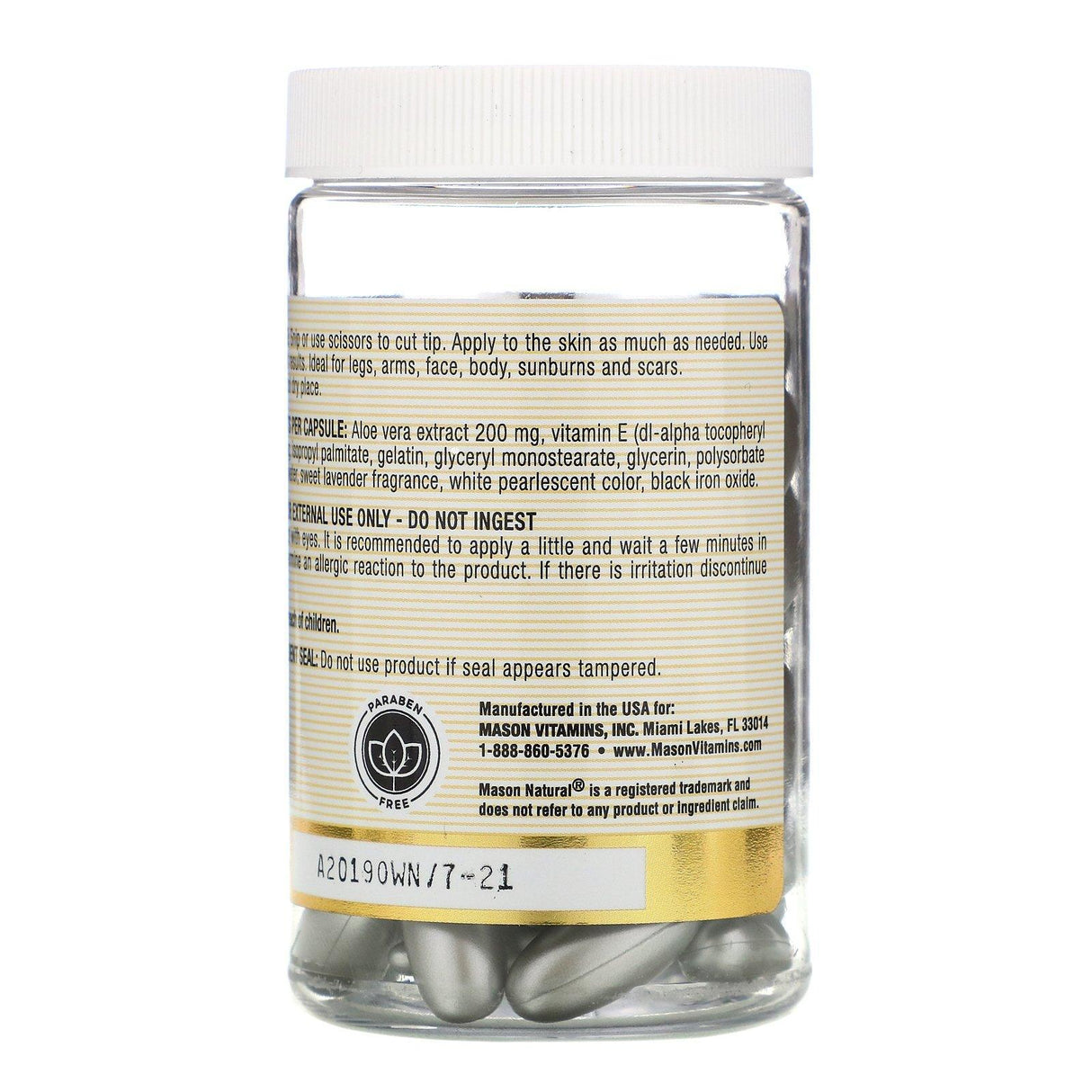Mason Natural, Aloe Vera & Vitamin E Body Cream, 60 Snip-Off Capsules - Supply Center USA