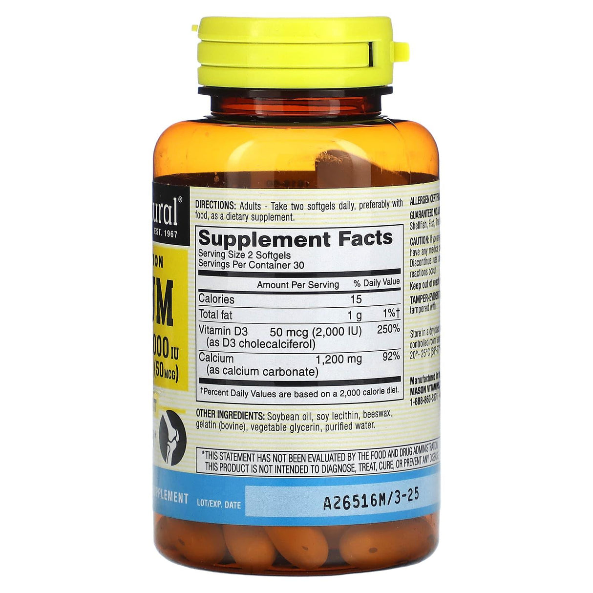 Mason Natural, Fast Absorption Calcium, 600 mg, 60 Softgels - Supply Center USA