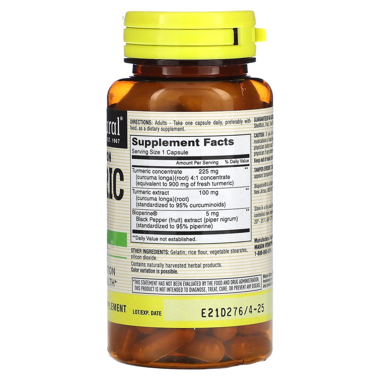 Mason Natural, Turmeric with BioPerine, 1,000 mg, 60 Capsules - Supply Center USA