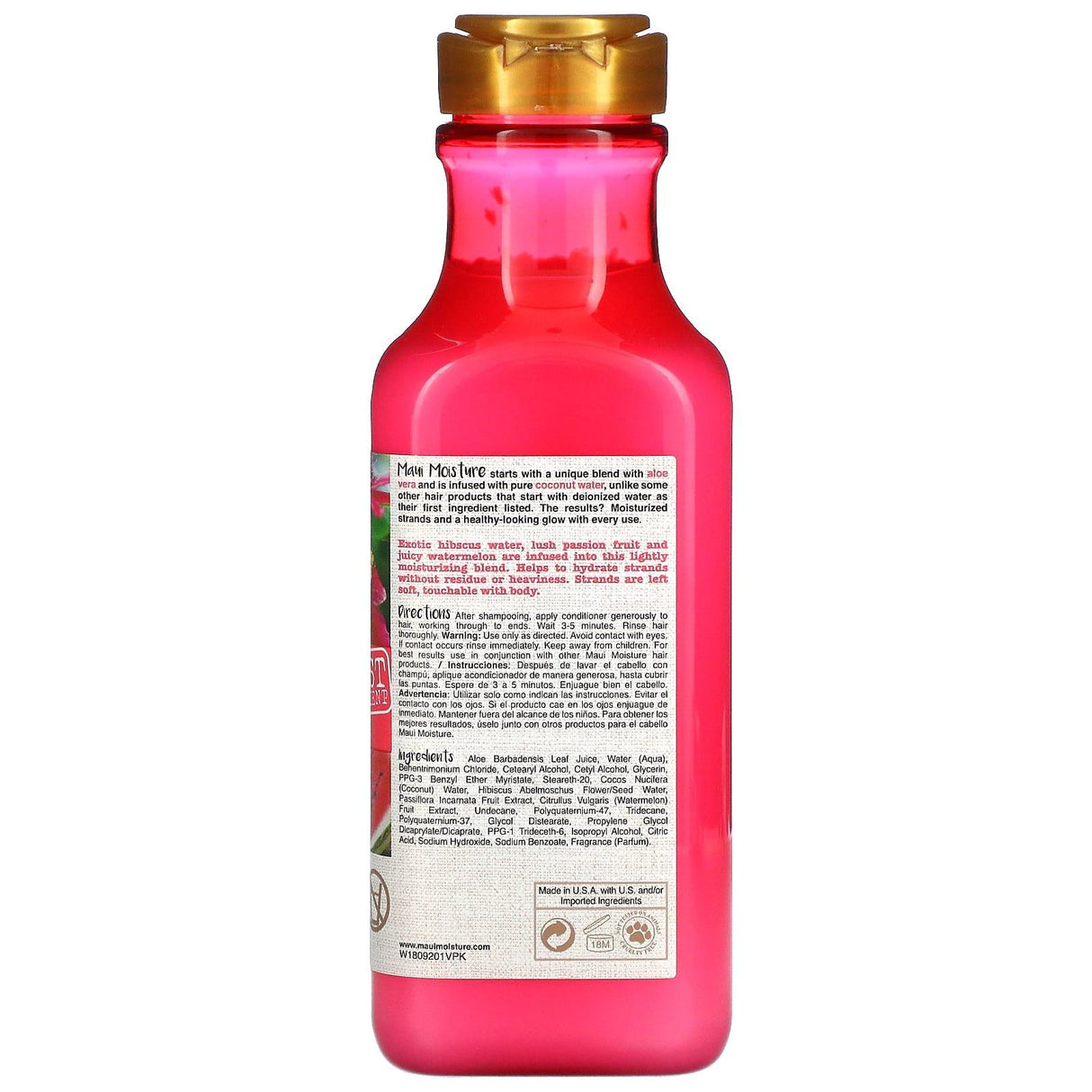 Maui Moisture, Hair Care, Lightweight Hydration + Hibiscus Water Conditioner, For All Hair Types, 13 fl oz (385 ml) - Supply Center USA