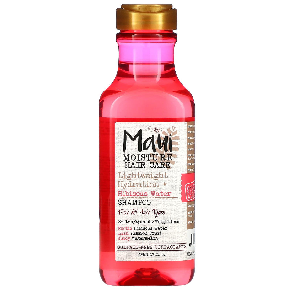 Maui Moisture, Hair Care, Lightweight Hydration + Hibiscus Water Shampoo, For All Hair Types, 13 fl oz (385 ml) - Supply Center USA