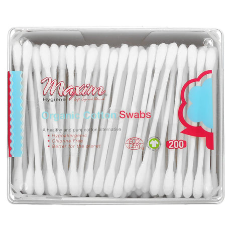 Maxim Hygiene Products, Organic Cotton Swabs, 200 Count - Supply Center USA