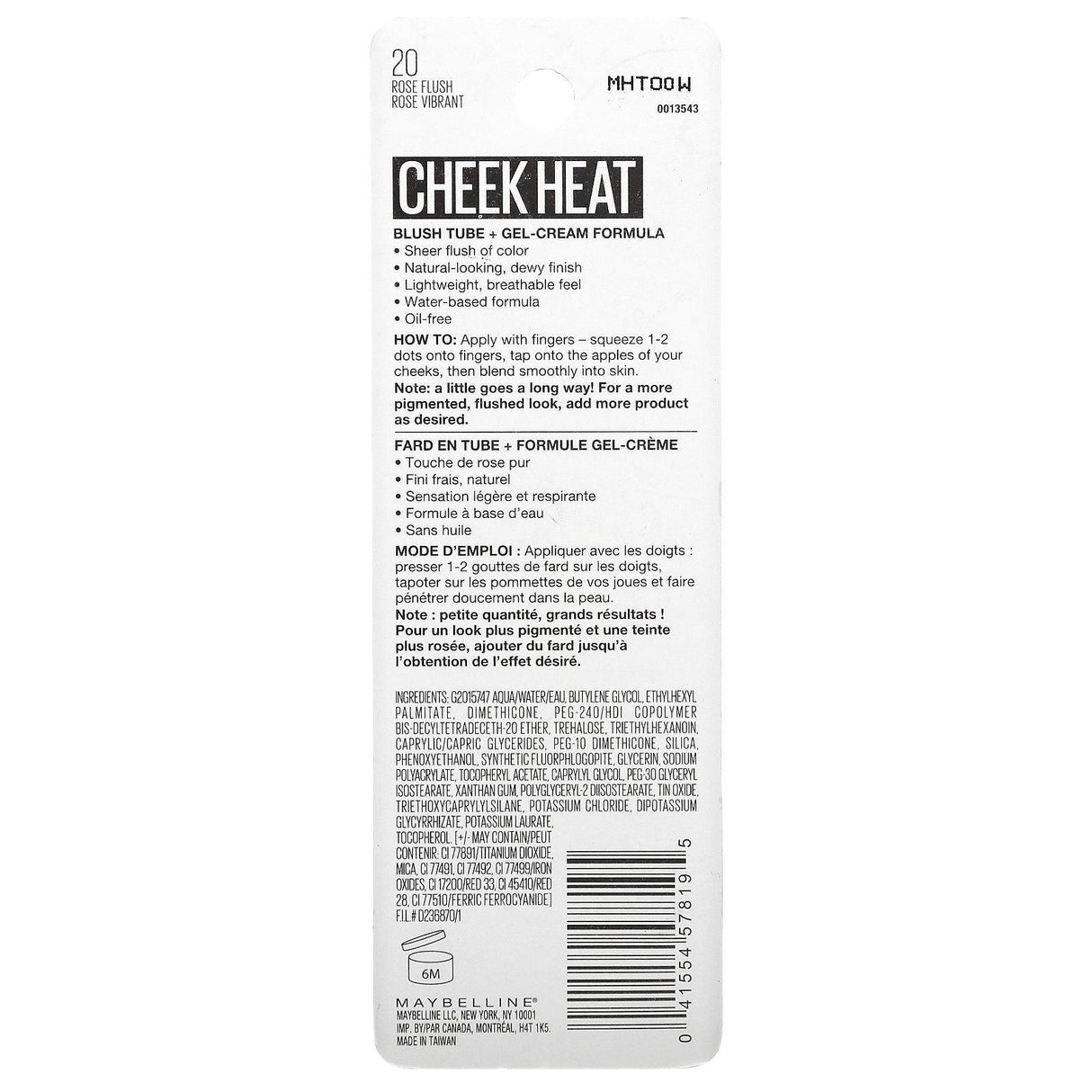 Maybelline, Cheek Heat, Gel-Cream Blush, Rose Flush, 0.27 fl oz (8 ml) - Supply Center USA