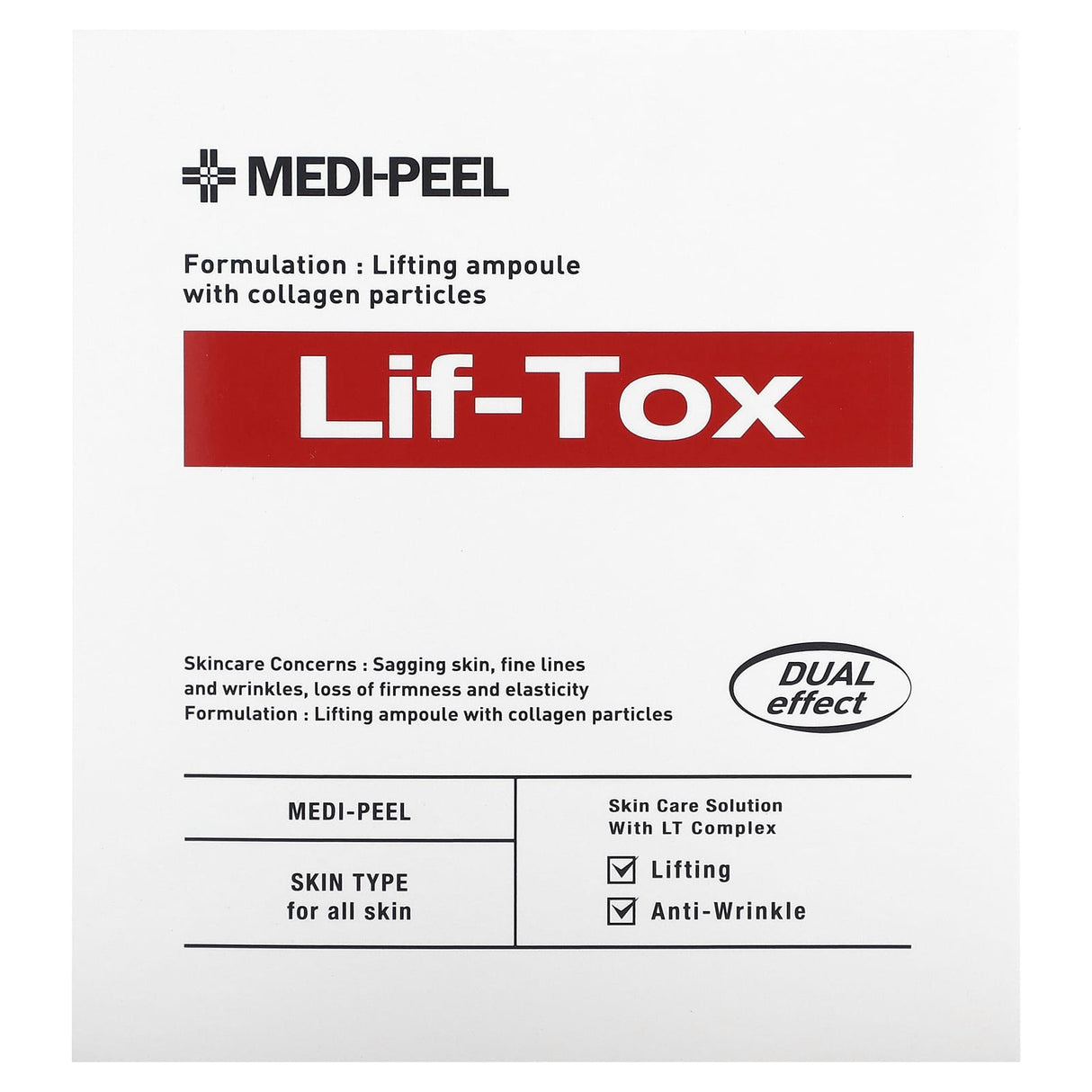 Medi-Peel, Lif-Tox, Lifting Ampoule With Collagen Particles, 1.18 fl oz (35 ml) - Supply Center USA