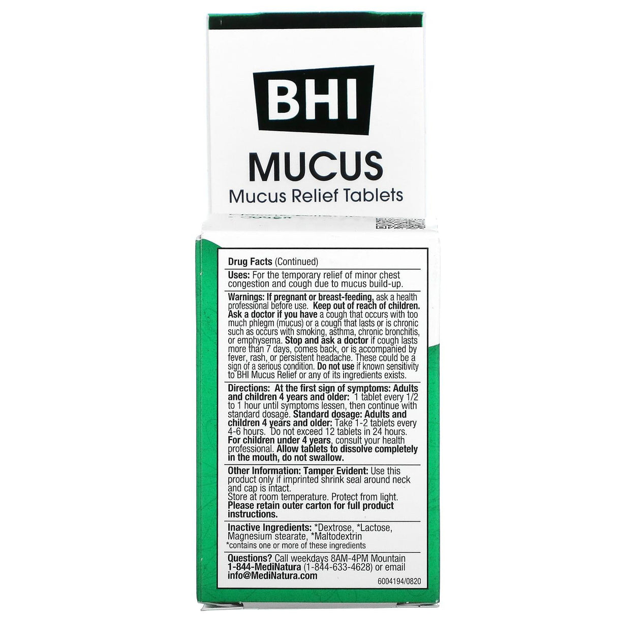 MediNatura, BHI, Mucus Relief, 100 Tablets - Supply Center USA