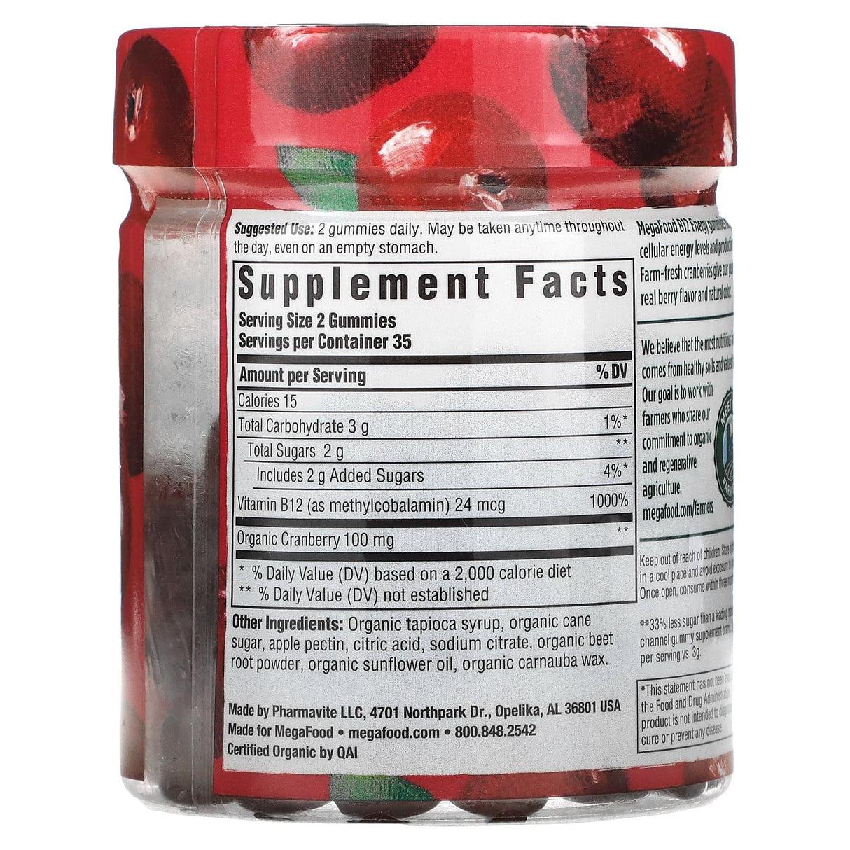 MegaFood, B12 Energy, Cranberry, 70 Gummies - Supply Center USA