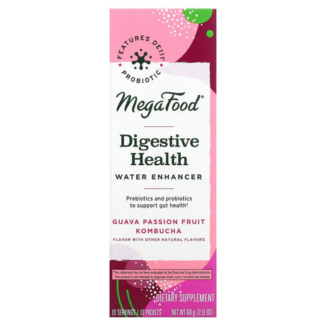 MegaFood, Digestive Health, Water Enhancer, Guava Passion Fruit Kombucha, 10 Packets, 0.21 oz (6 g) Each - Supply Center USA