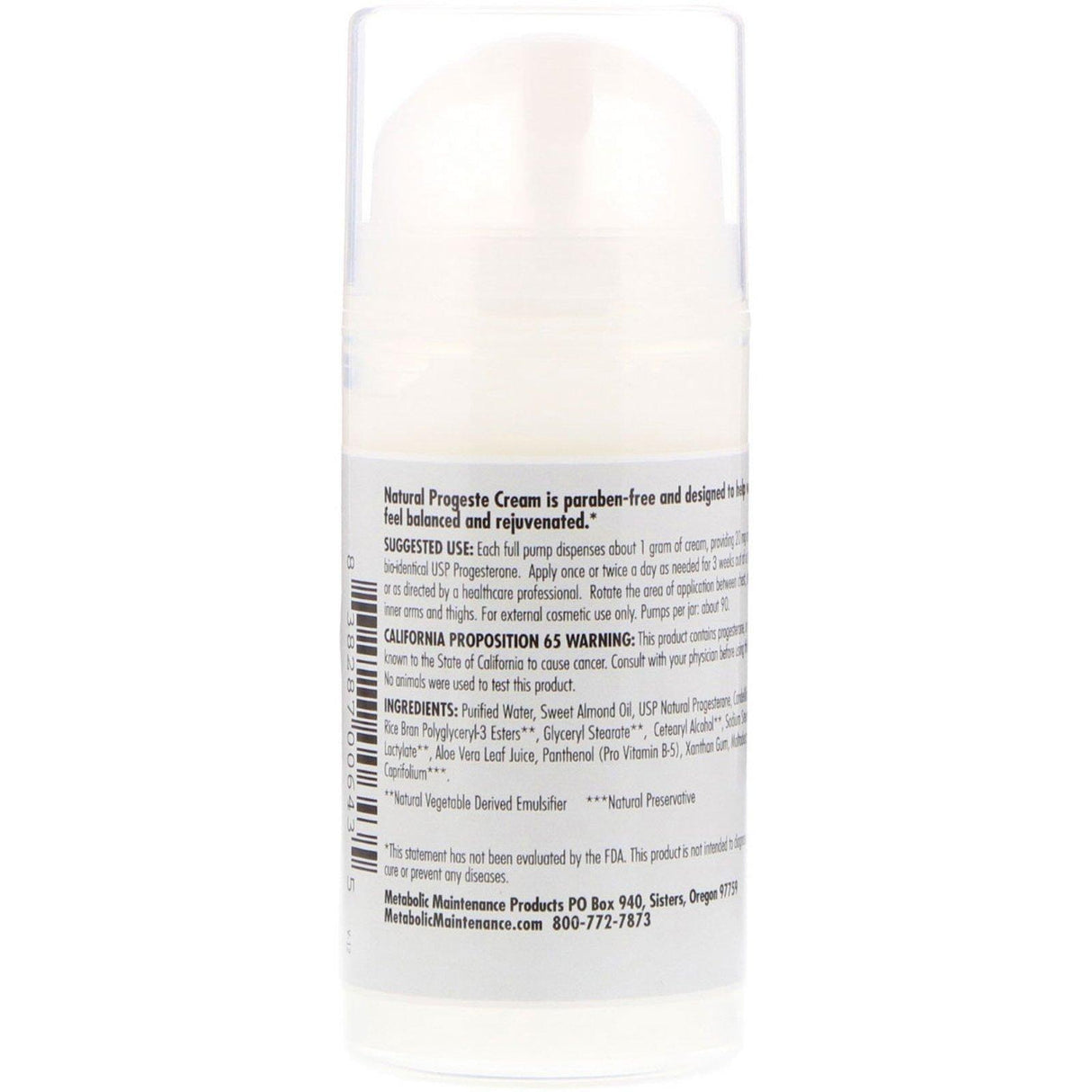 Metabolic Maintenance, Natural Progeste Cream, 3.5 fl oz (100 ml) - Supply Center USA