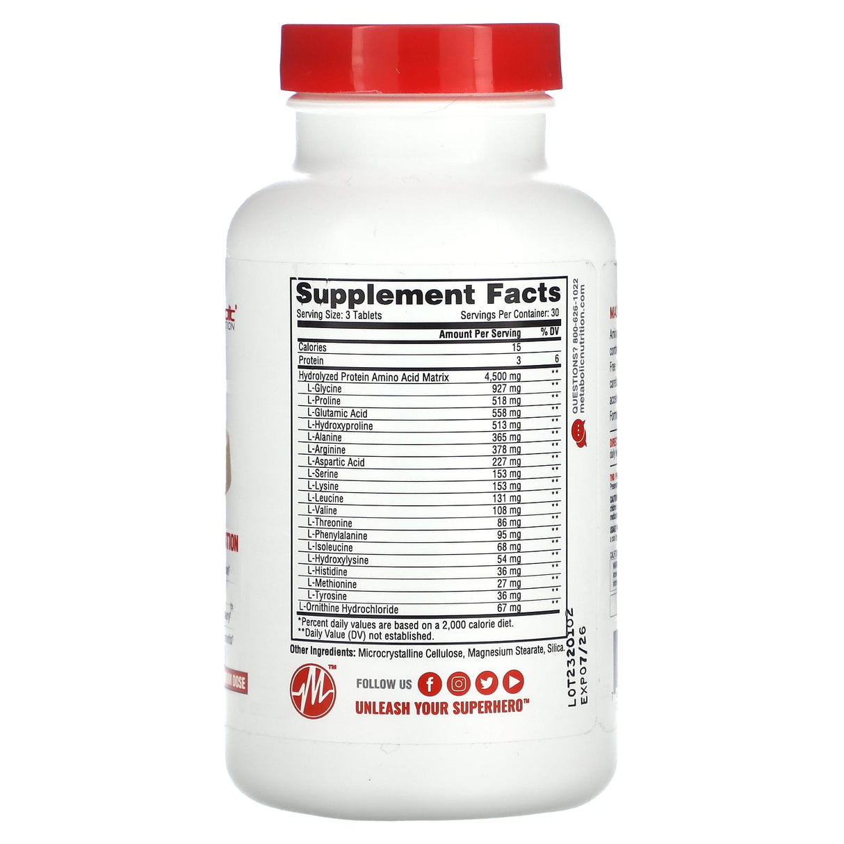 Metabolic Nutrition, Amino 4500, 1,500 mg, 90 Tablets - Supply Center USA