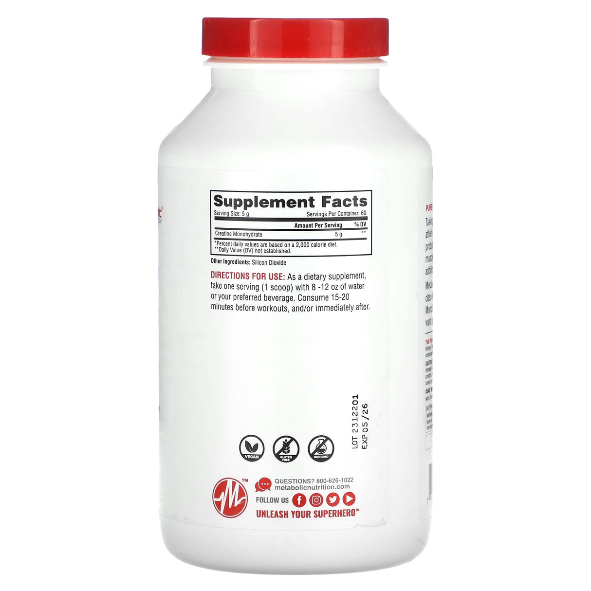 Metabolic Nutrition, Creatine, Unflavored, 17.64 oz (500 g) - Supply Center USA