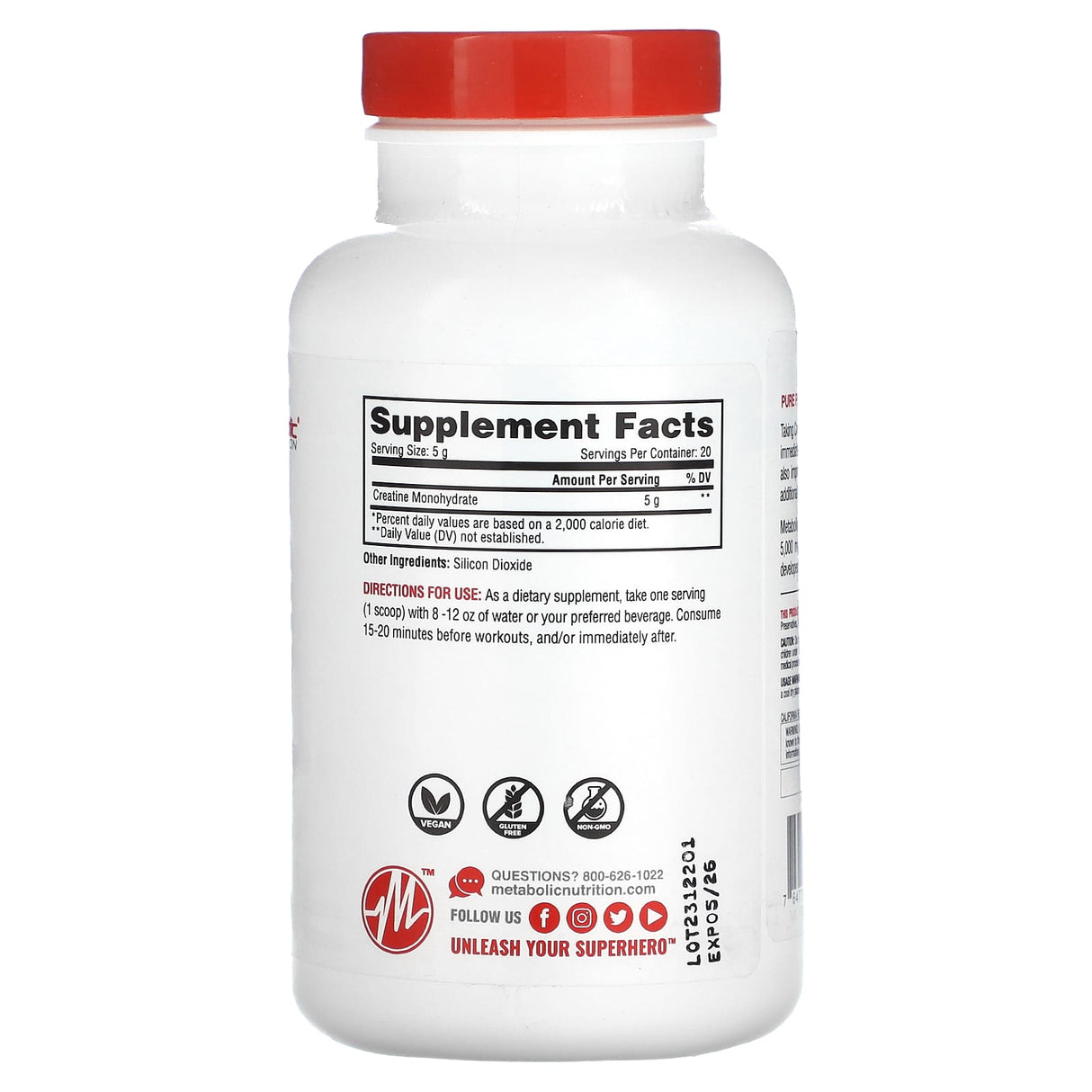 Metabolic Nutrition, Creatine, Unflavored, 17.64 oz (500 g) - Supply Center USA