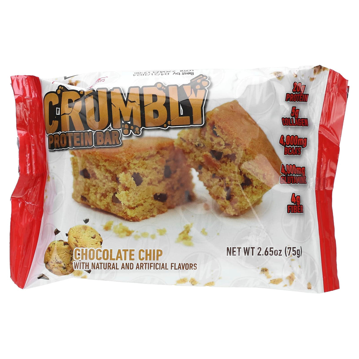 Metabolic Nutrition, Crumbly Protein Bar, Chocolate Chip, 12 Bars, 2.65 oz (75 g) Each - Supply Center USA