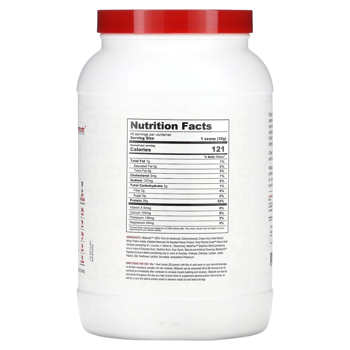 Metabolic Nutrition, ISOpwdr, Whey Protein Isolate, Butter Pecan Cookie, 3.04 lb (1,380 g) - Supply Center USA