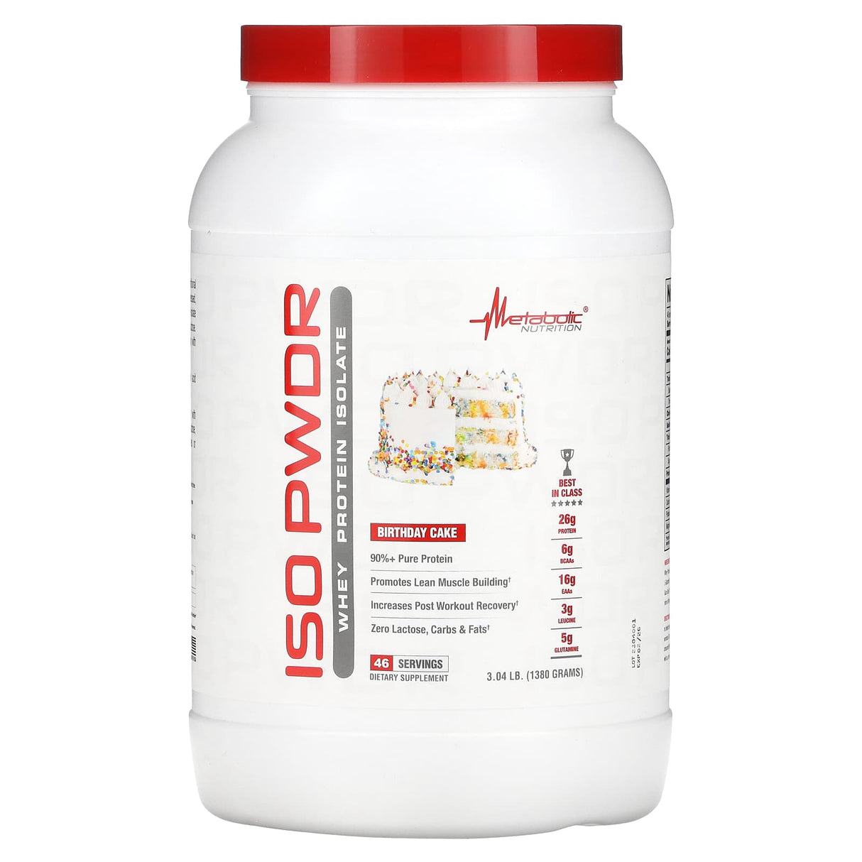 Metabolic Nutrition, ISOpwdr, Whey Protein Isolate, Butter Pecan Cookie, 3.04 lb (1,380 g) - Supply Center USA