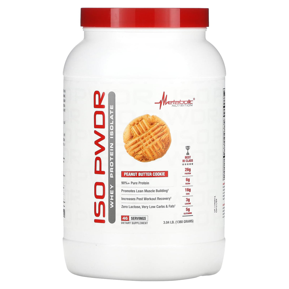 Metabolic Nutrition, ISOpwdr, Whey Protein Isolate, Butter Pecan Cookie, 3.04 lb (1,380 g) - Supply Center USA