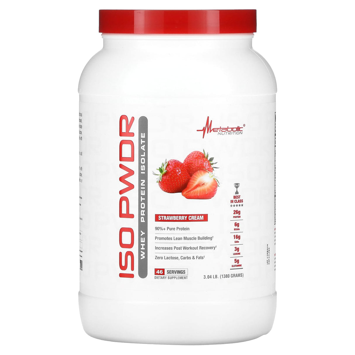 Metabolic Nutrition, ISOpwdr, Whey Protein Isolate, Strawberry Cream, 3.04 lb (1,380 g) - Supply Center USA