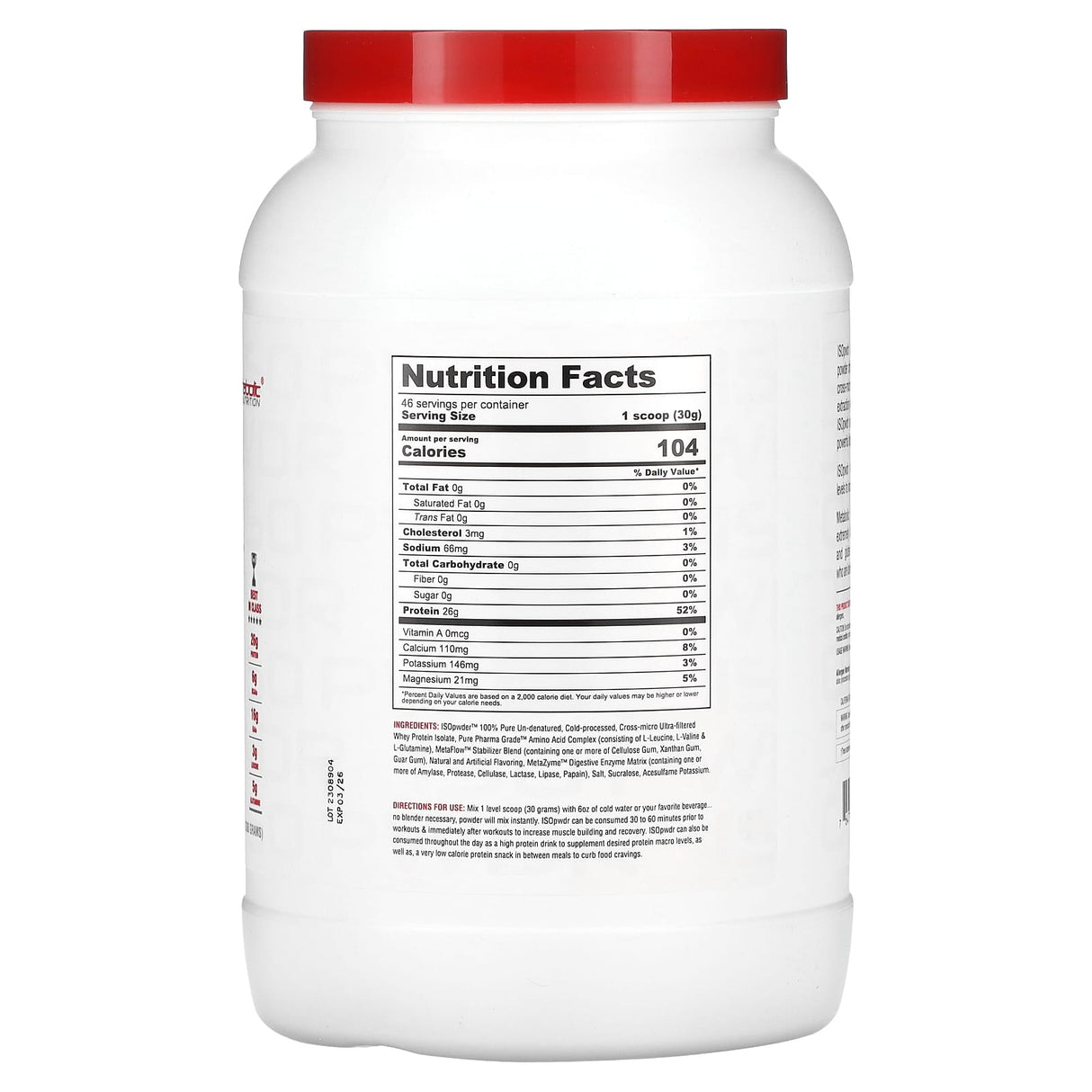 Metabolic Nutrition, ISOpwdr, Whey Protein Isolate, Strawberry Cream, 3.04 lb (1,380 g) - Supply Center USA