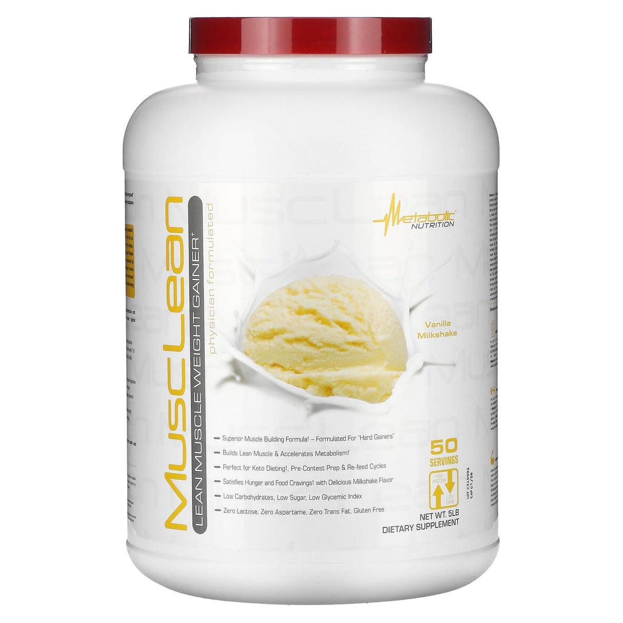 Metabolic Nutrition, MuscLean, Lean Muscle Weight Gainer, Peanut Butter Milkshake, 2.5 lb - Supply Center USA