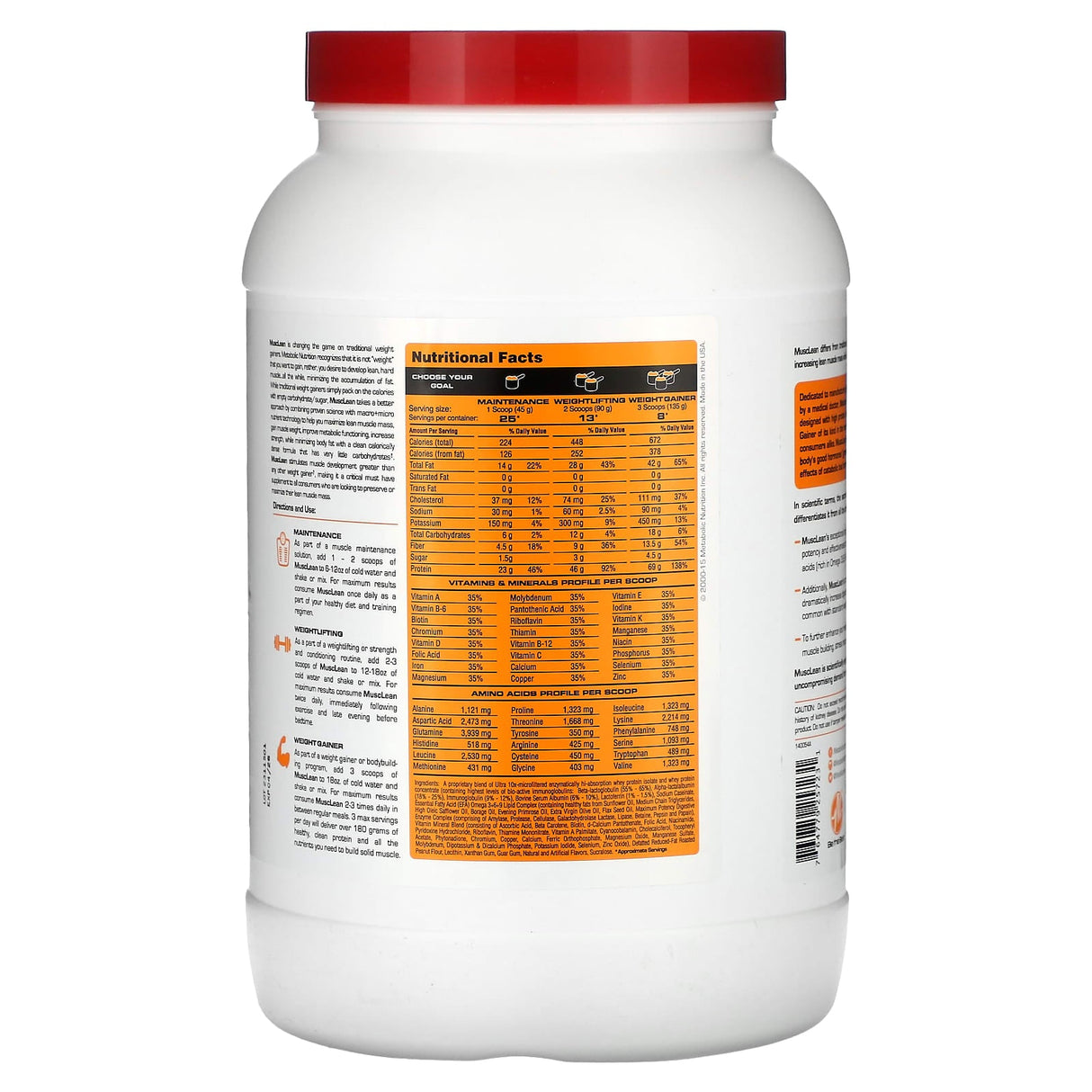 Metabolic Nutrition, MuscLean, Lean Muscle Weight Gainer, Peanut Butter Milkshake, 2.5 lb - Supply Center USA
