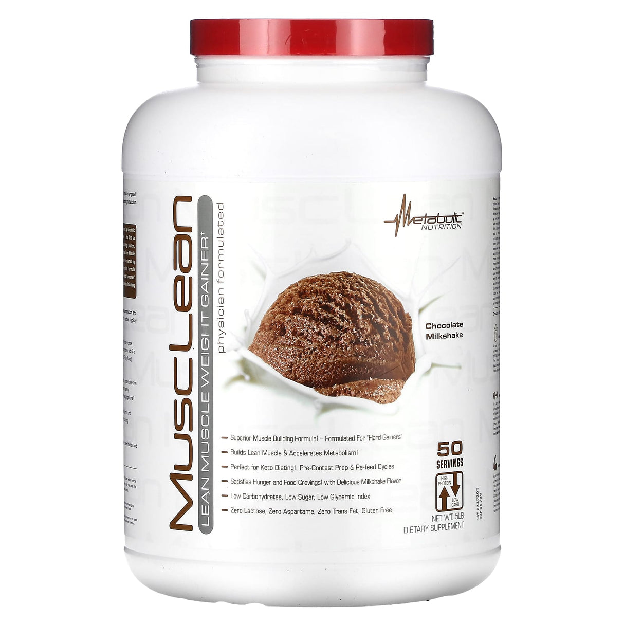 Metabolic Nutrition, MuscLean, Lean Muscle Weight Gainer, Peanut Butter Milkshake, 2.5 lb - Supply Center USA