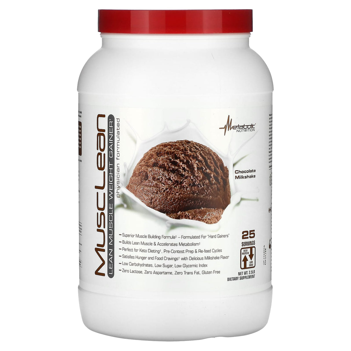 Metabolic Nutrition, MuscLean, Lean Muscle Weight Gainer, Peanut Butter Milkshake, 2.5 lb - Supply Center USA