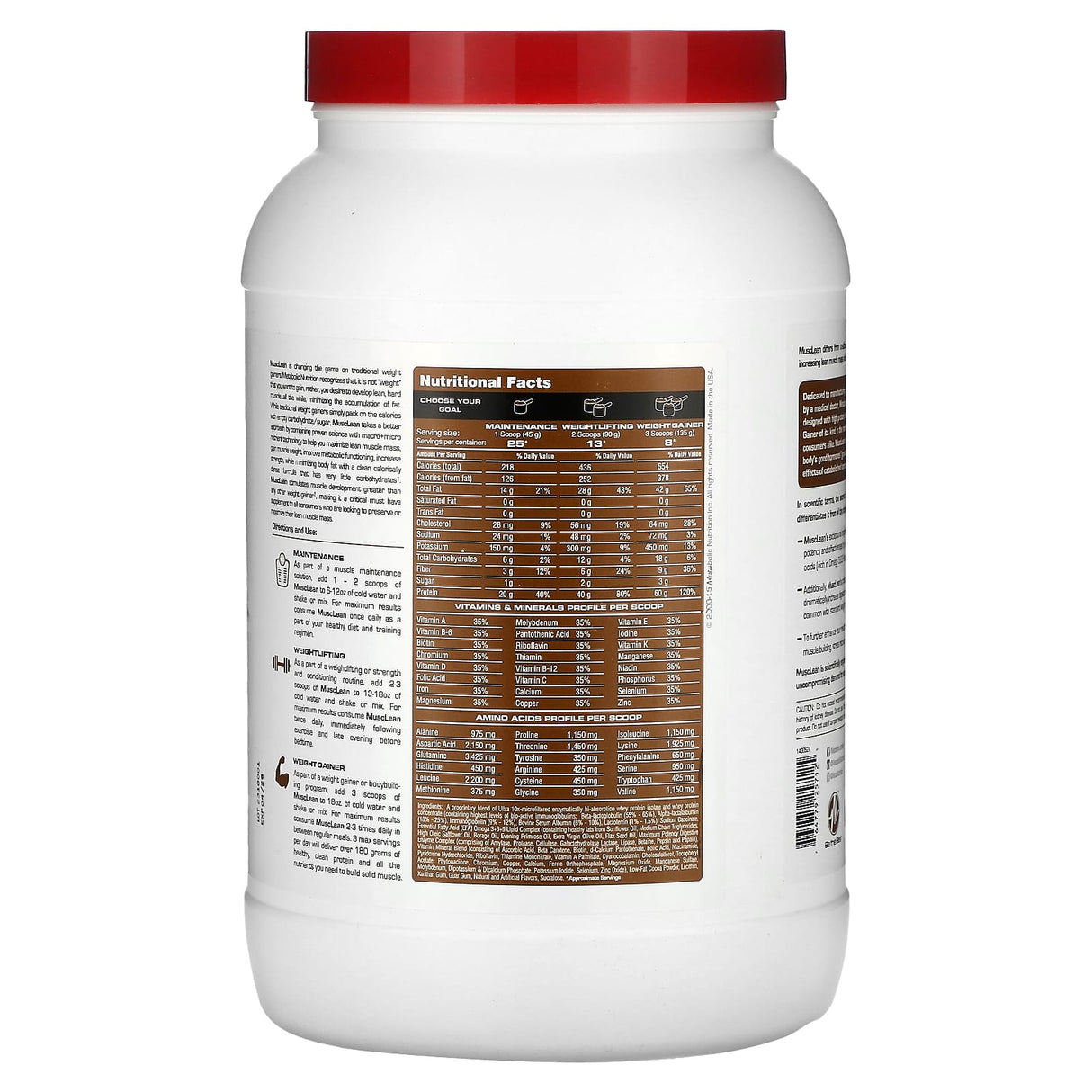 Metabolic Nutrition, MuscLean, Lean Muscle Weight Gainer, Peanut Butter Milkshake, 2.5 lb - Supply Center USA