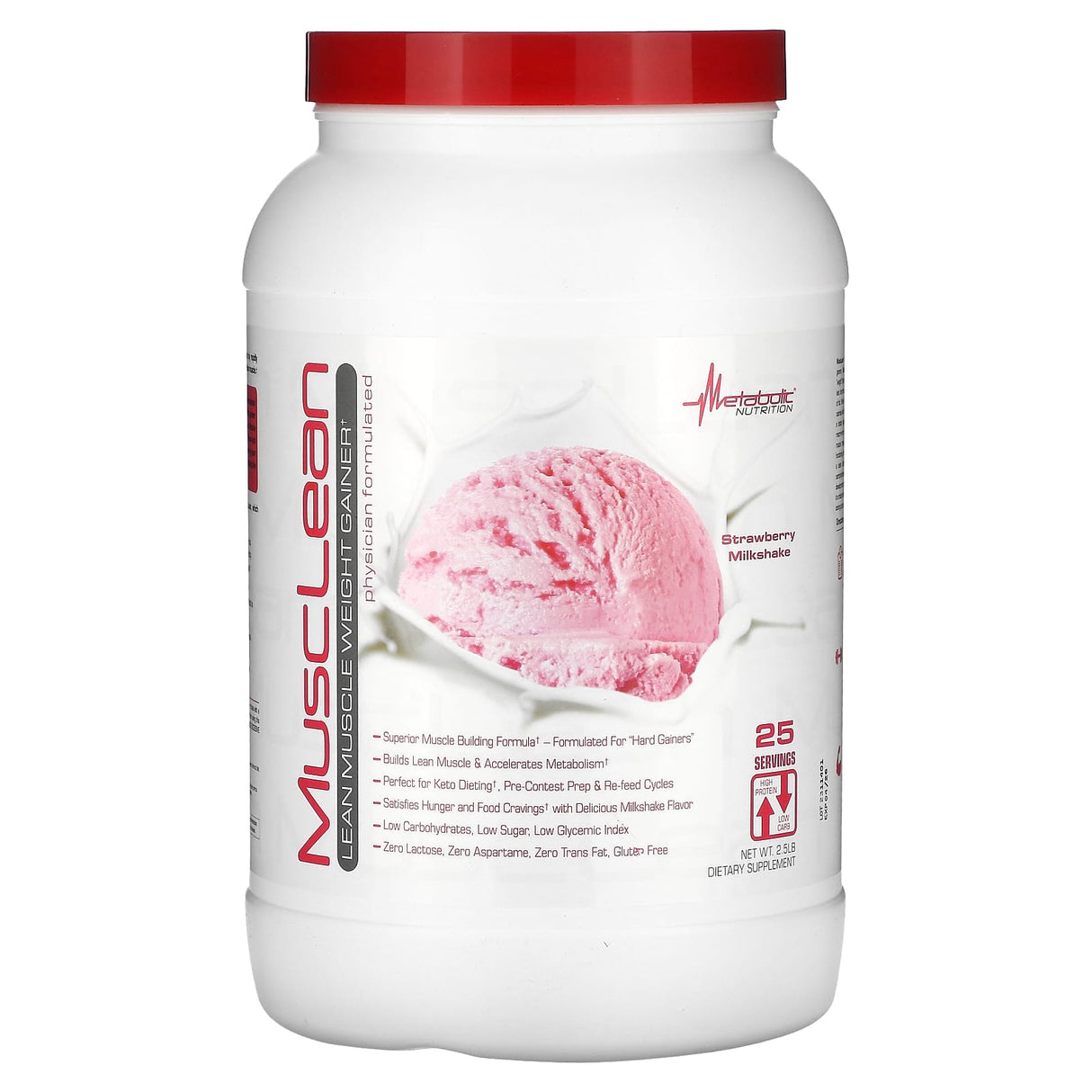 Metabolic Nutrition, MuscLean, Lean Muscle Weight Gainer, Peanut Butter Milkshake, 2.5 lb - Supply Center USA
