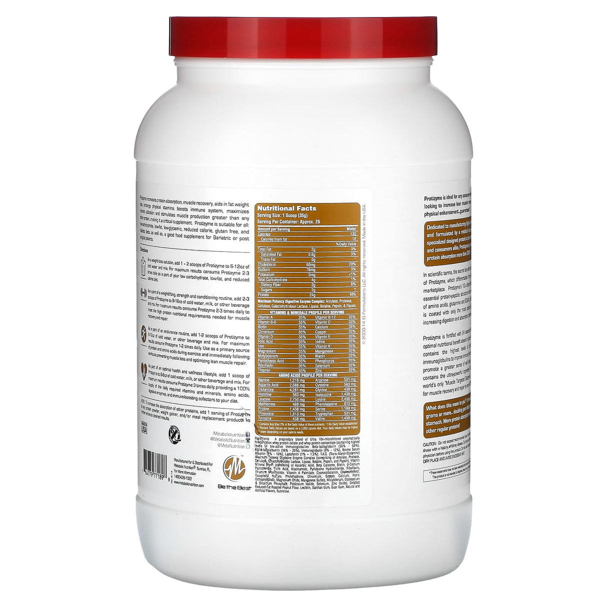 Metabolic Nutrition, Protizyme, Specialized Designed Protein, Chocolate Cake, 2 lb (910 g) - Supply Center USA