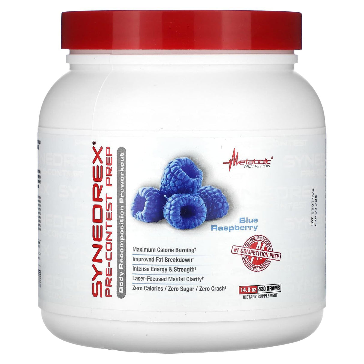 Metabolic Nutrition, Synedrex, Pre-Contest Prep, Blue Raspberry, 14.8 oz (420 g) - Supply Center USA