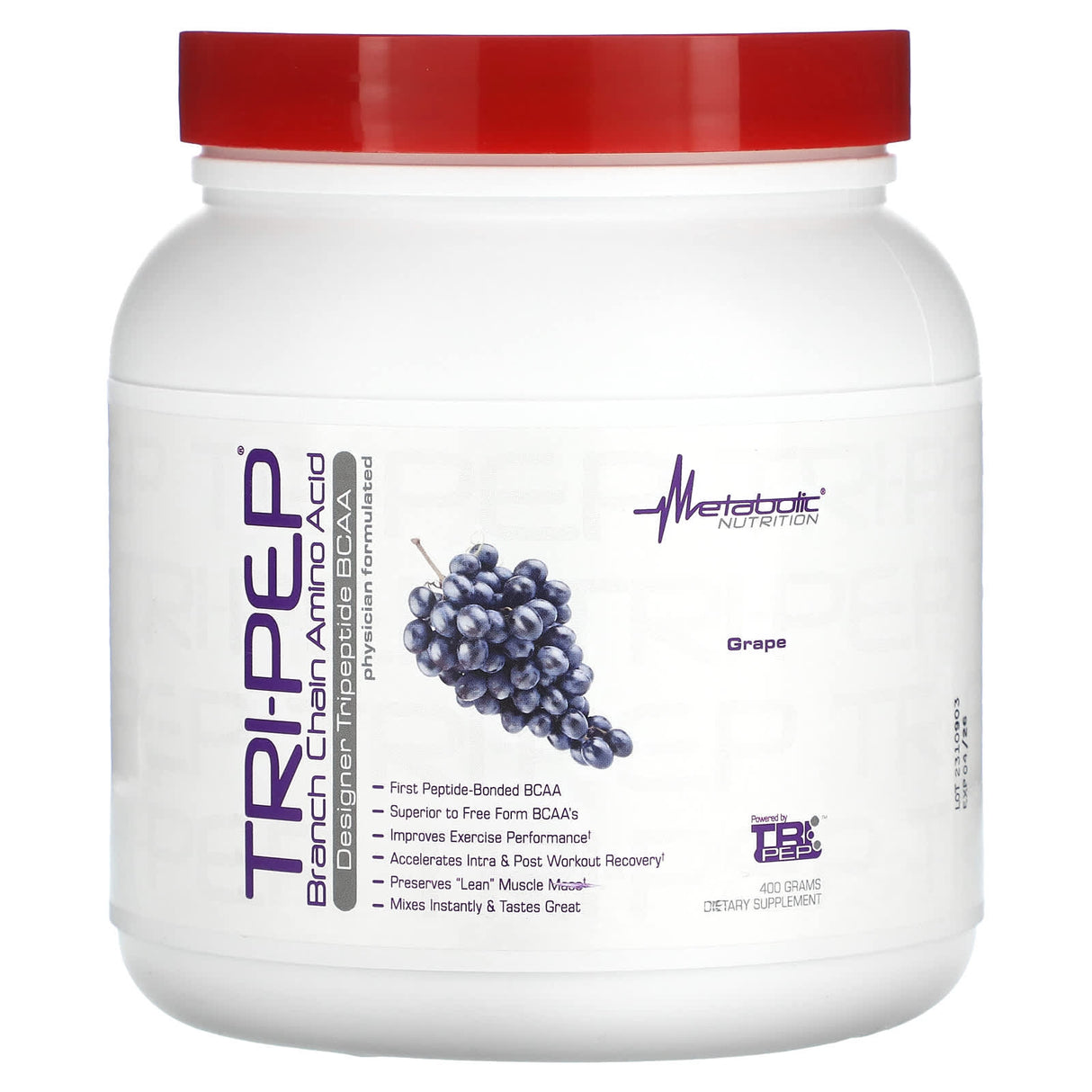 Metabolic Nutrition, Tri-Pep, Branch Chain Amino Acid, Grape, 14.1 oz, (400 g) - Supply Center USA