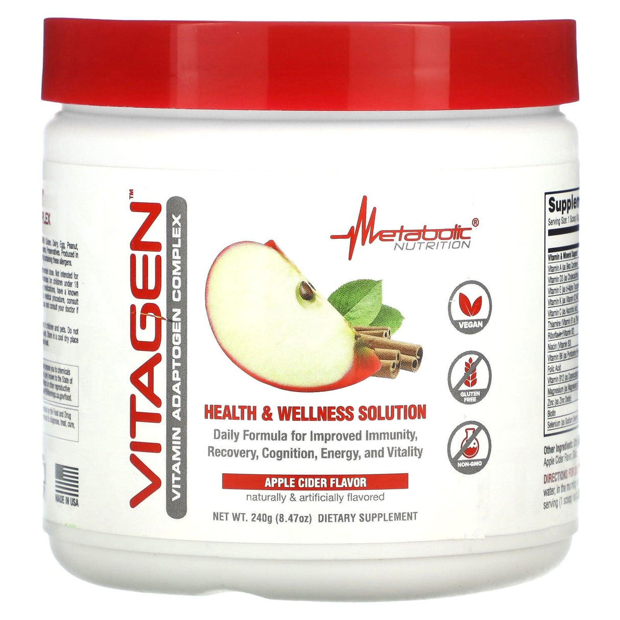 Metabolic Nutrition, VitaGen, Lemonade, 8.47 oz (240 g) - Supply Center USA