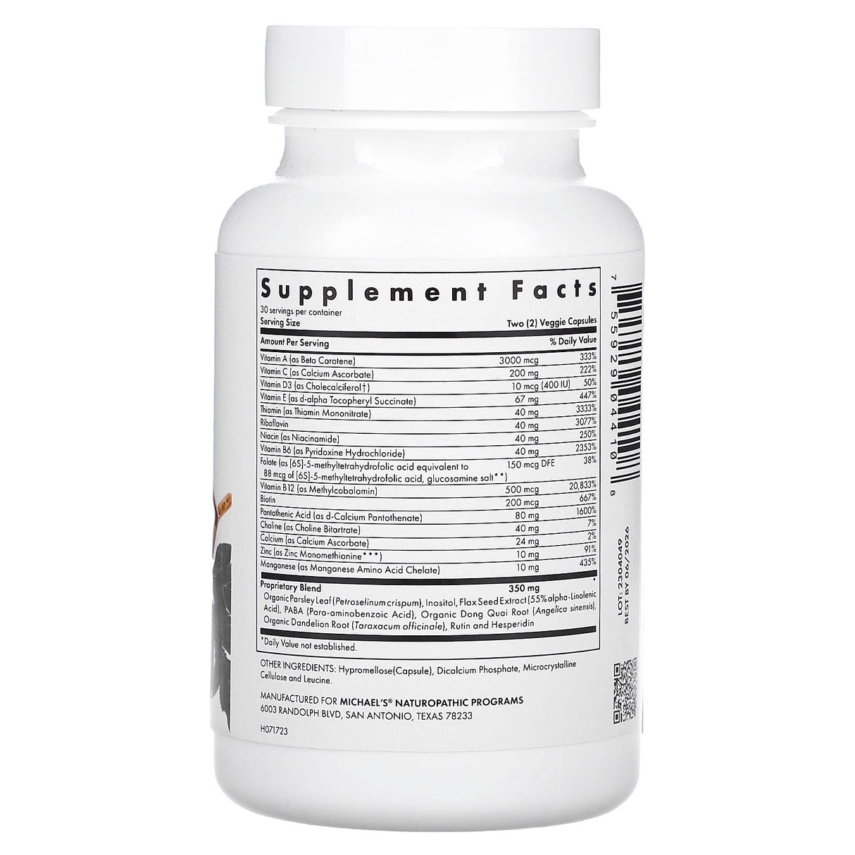 Michael's Naturopathic, Teen Girls Multivitamin, 60 Vegetarian Capsules - Supply Center USA