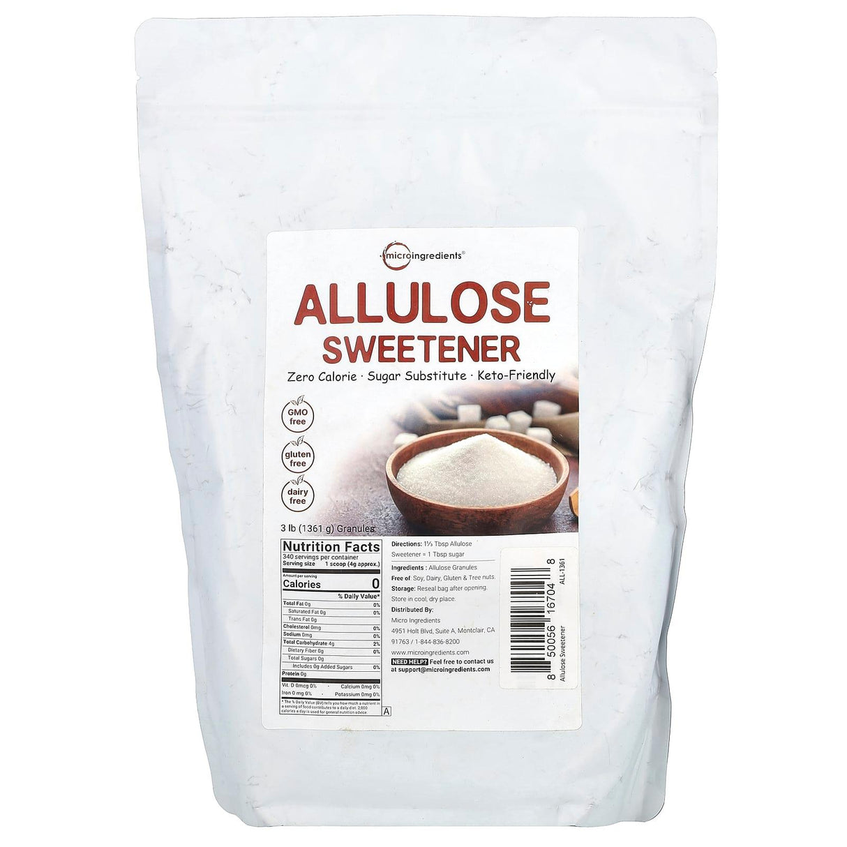 Micro Ingredients, Allulose Sweetener, 3 lbs (1,361 g) - Supply Center USA