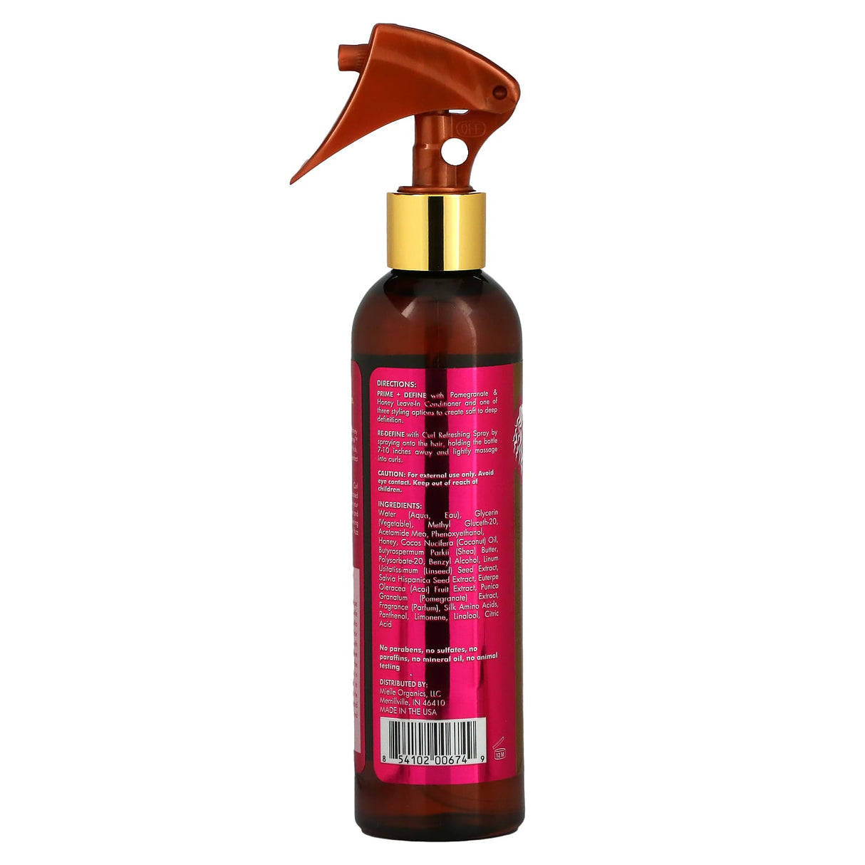 Mielle, Curl Refreshing Spray, Pomegranate & Honey, 8 fl oz (240 ml) - Supply Center USA