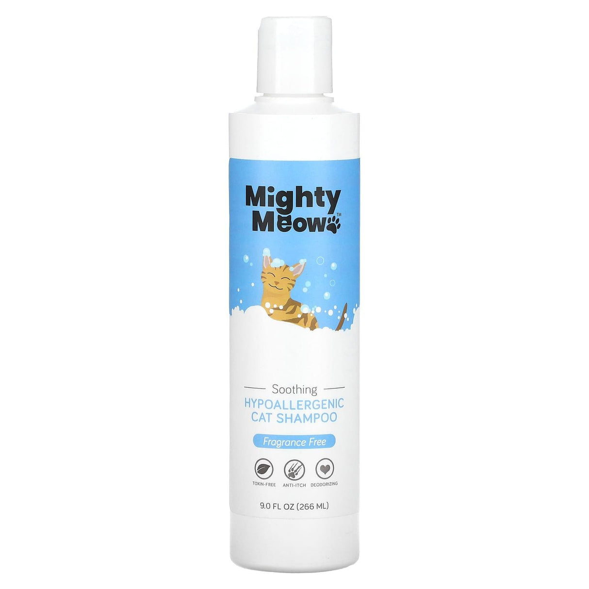 Mighty Mutt, Mighty Meow, Hypoallergenic Cat Shampoo, Fragrance Free, 9 fl oz (266 ml) - Supply Center USA