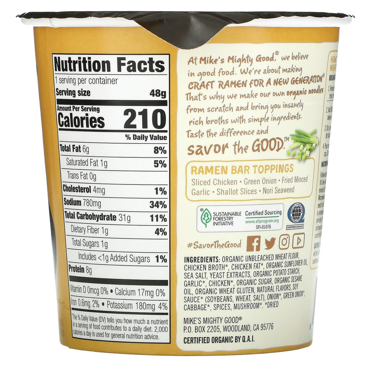 Mike's Mighty Good, Craft Ramen Cup, Pork Tonkotsu Ramen Soup, 1.7 oz (51 g) - Supply Center USA