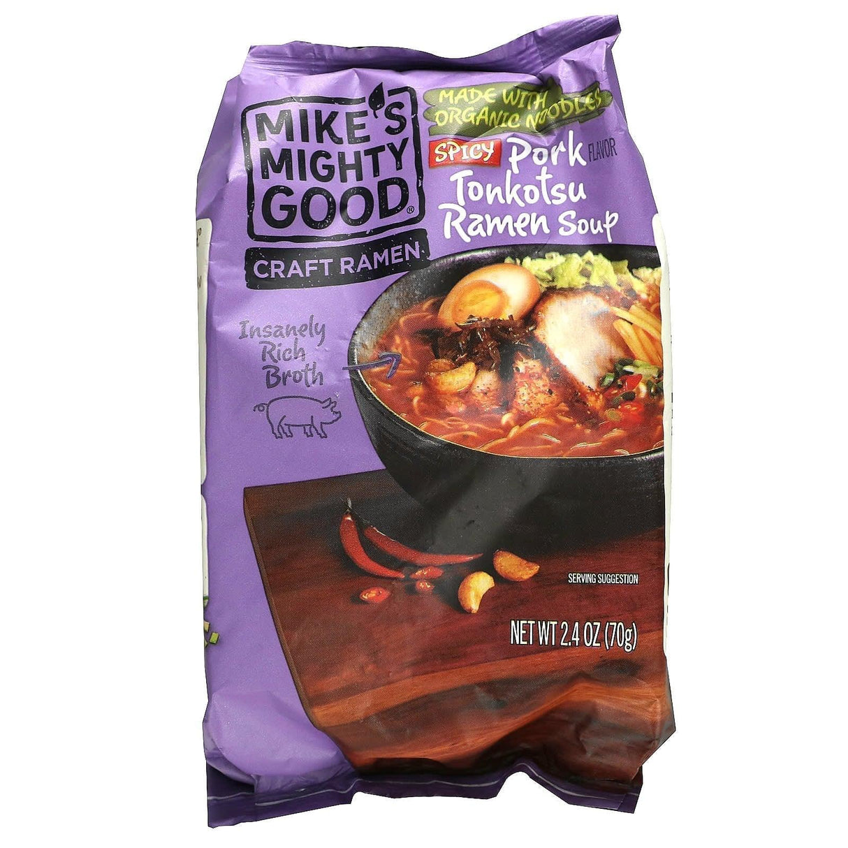 Mike's Mighty Good, Craft Ramen, Spicy Pork Tonkotsu Ramen Soup, 2.4 oz (70 g) - Supply Center USA