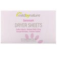 Mild By Nature, Dryer Sheets, Geranium, 120 Compostable Sheets - Supply Center USA