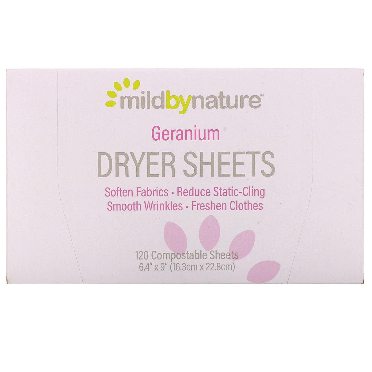Mild By Nature, Dryer Sheets, Geranium, 120 Compostable Sheets - Supply Center USA