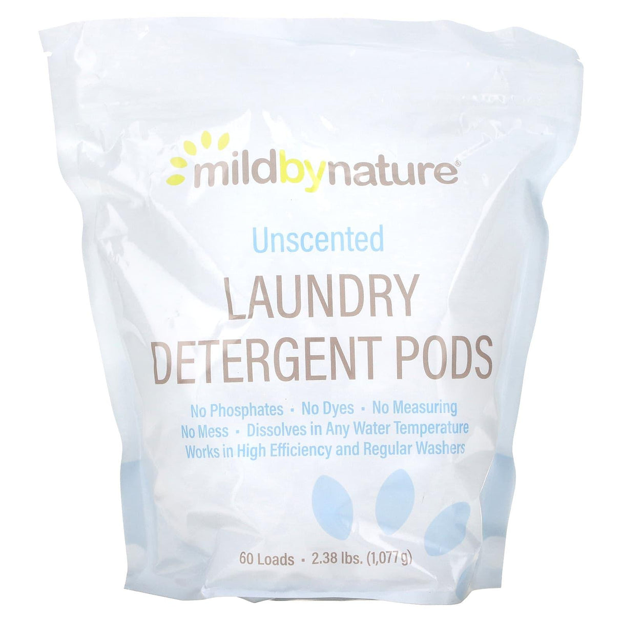 Mild By Nature, Laundry Detergent Pods, Unscented, 60 Loads, 2.38 lbs (1,077 g) - Supply Center USA