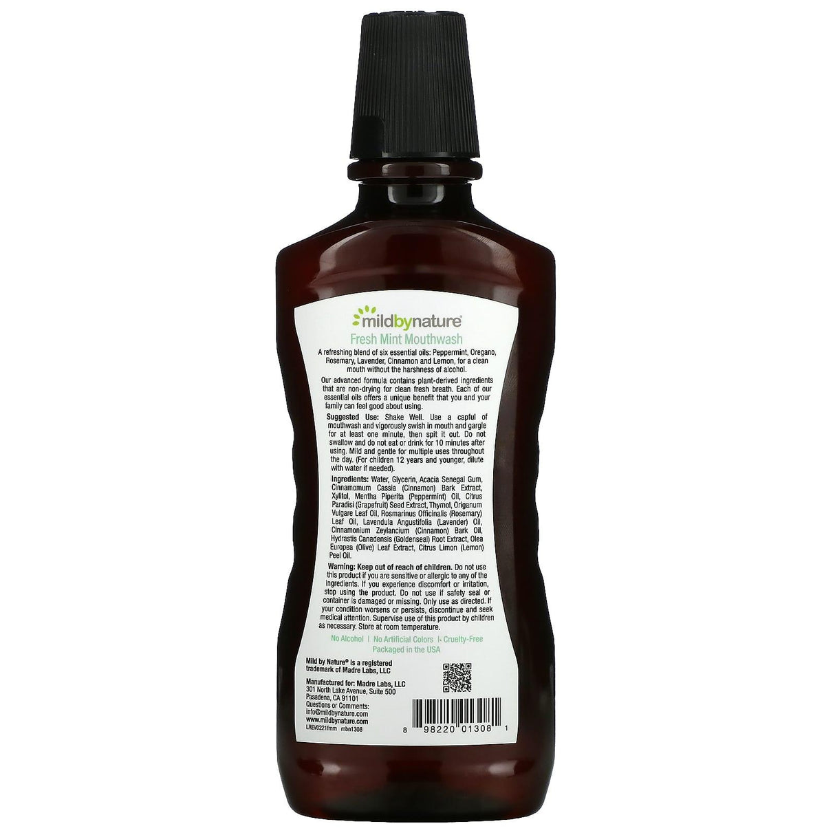 Mild By Nature, Mouthwash, Made with Peppermint Oil, Long-Lasting Fresh Breath, Fresh Mint, 16 fl oz (473 ml) - Supply Center USA