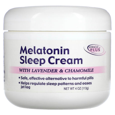 Miracle Plus, Melatonin Sleep Cream, With Lavender & Chamomile, 4 oz (113 g) - Supply Center USA