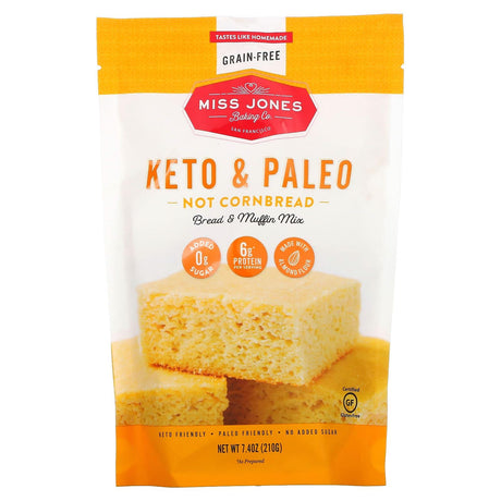 Miss Jones Baking Co, Keto & Paleo, Not Cornbread Bread & Muffin Mix, 7.4 oz (210 g) - Supply Center USA