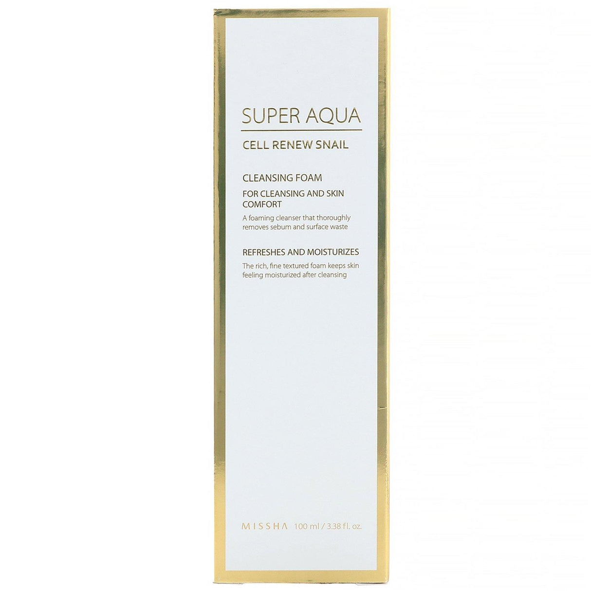 Missha, Super Aqua, Cell Renew Snail, Cleansing Foam, 3.38 fl oz (100 ml) - Supply Center USA