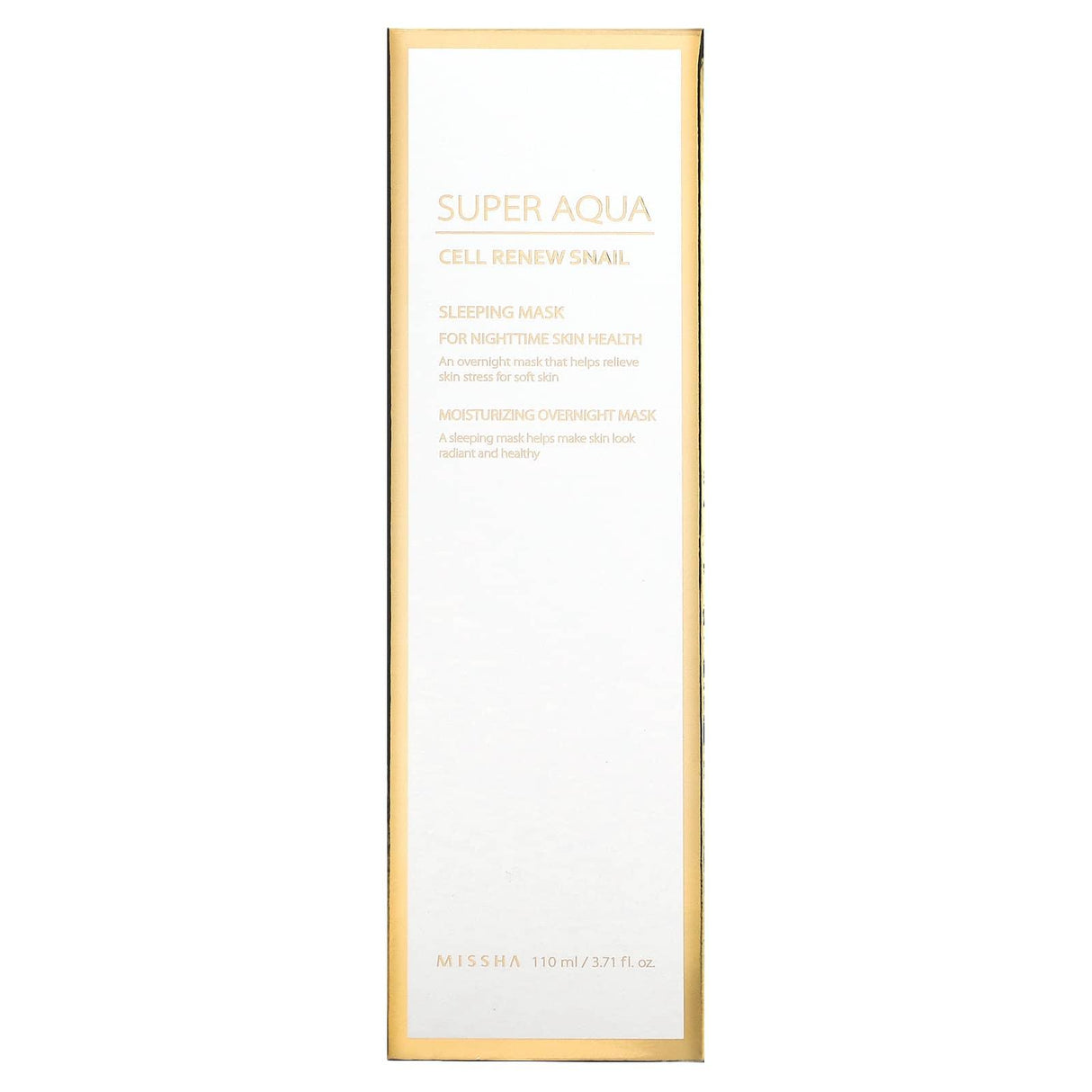 Missha, Super Aqua, Cell Renew Snail, Sleeping Beauty Mask, 3.7 fl oz (110 ml) - Supply Center USA